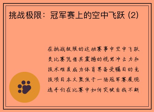 挑战极限：冠军赛上的空中飞跃 (2)